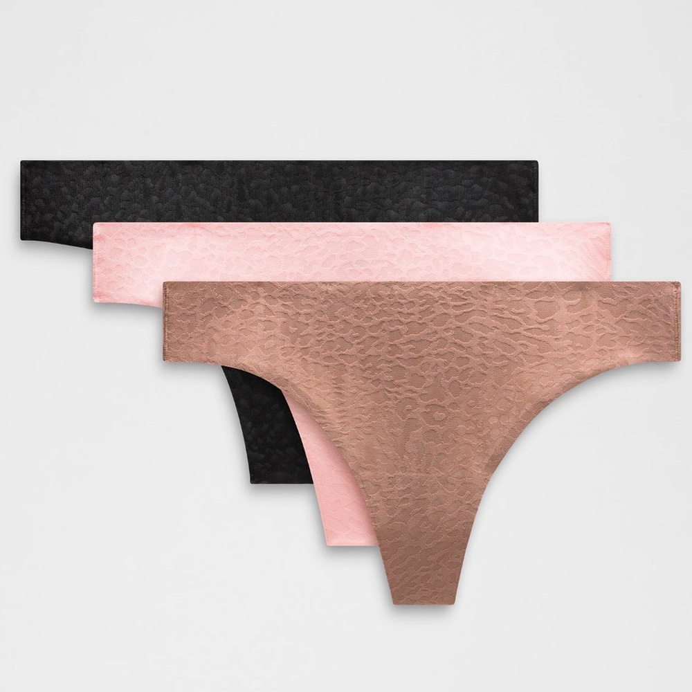 Lululemon Black Invisiwear Mid-Rise Thong